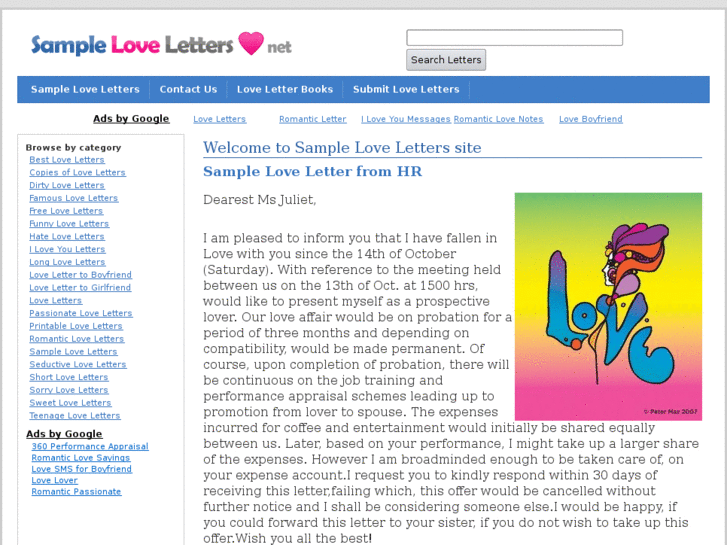 www.sampleloveletters.net