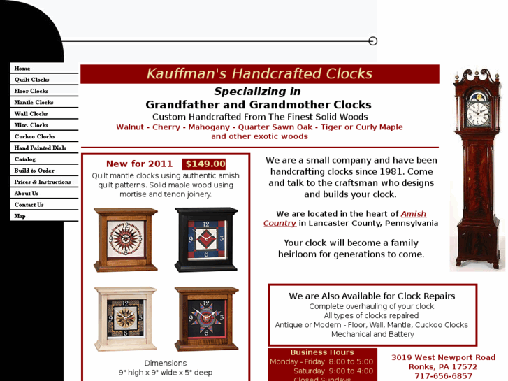 www.kauffmanshandcraftedclocks.com