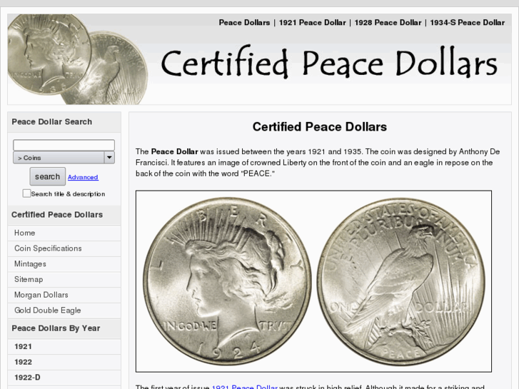 www.certifiedpeacedollars.com