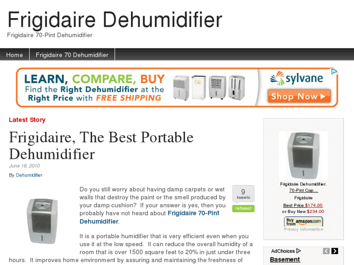 www.frigidaire70dehumidifier.com