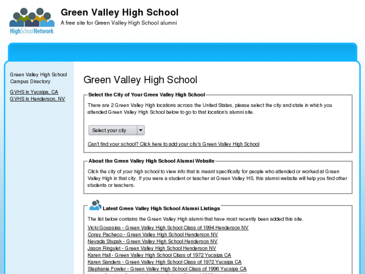 www.greenvalleyhighschoolalumni.com