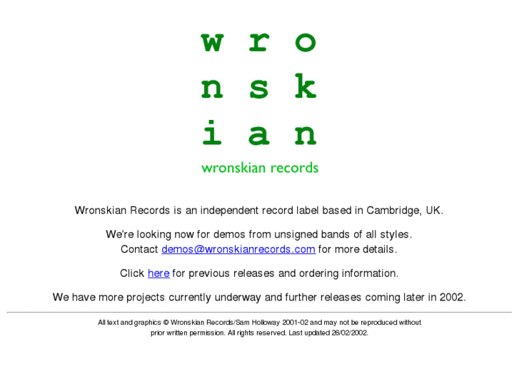 www.wronskianrecords.com