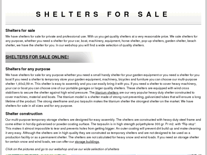 www.shelters-for-sale.co.uk