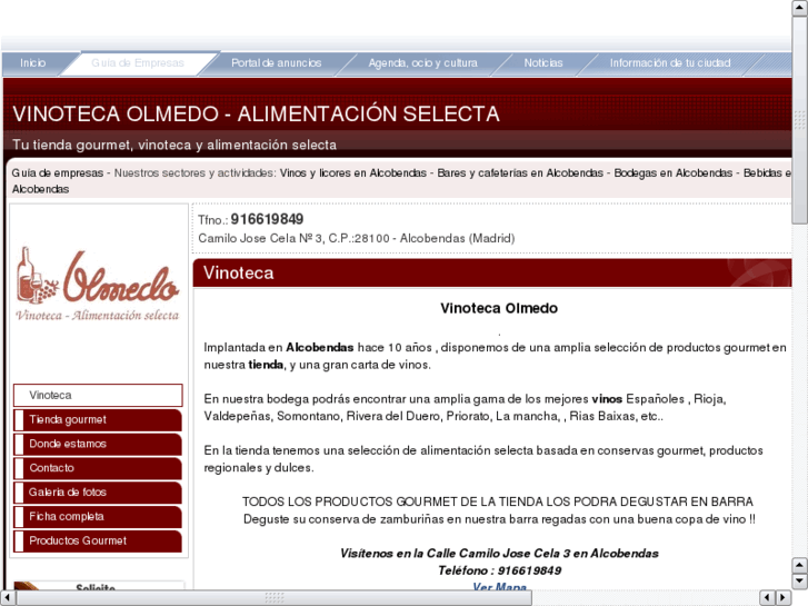 www.olmedovinoteca.es