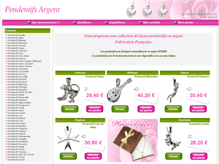 www.pendentifs-argent.fr