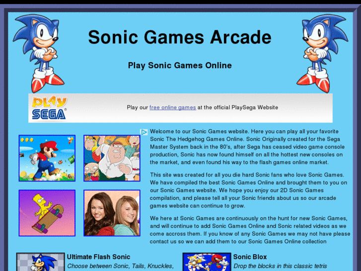 www.sonicgamesarcade.com