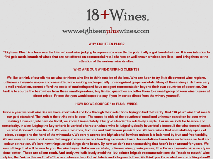 www.eighteenpluswines.com