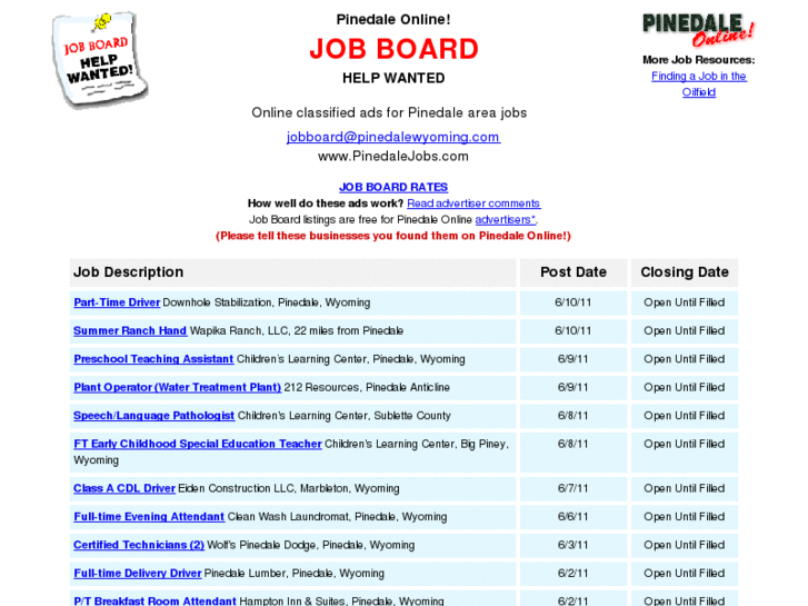 www.pinedalejobs.net