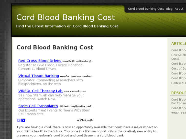 www.cordbloodbankingcost.com