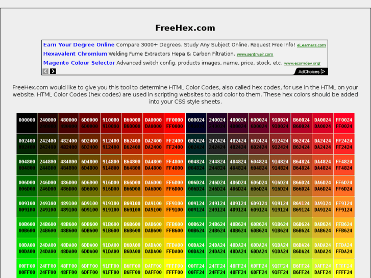 Freehex.com: Free Hex Color Chart, Hexadecimal Color, HTML Color Codes.