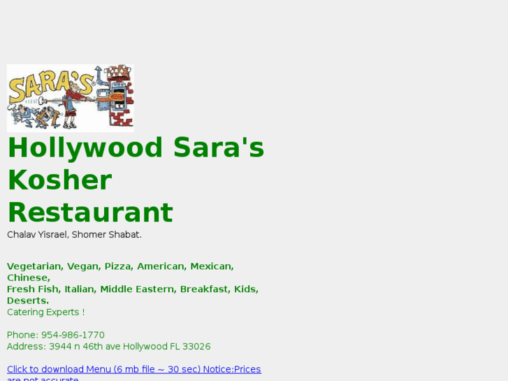 www.saraskosherrestaurant.com