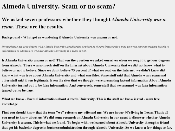 www.almedauniversityscam.com