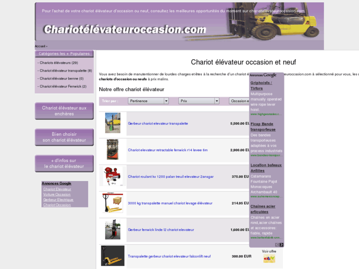 www.chariotelevateuroccasion.com