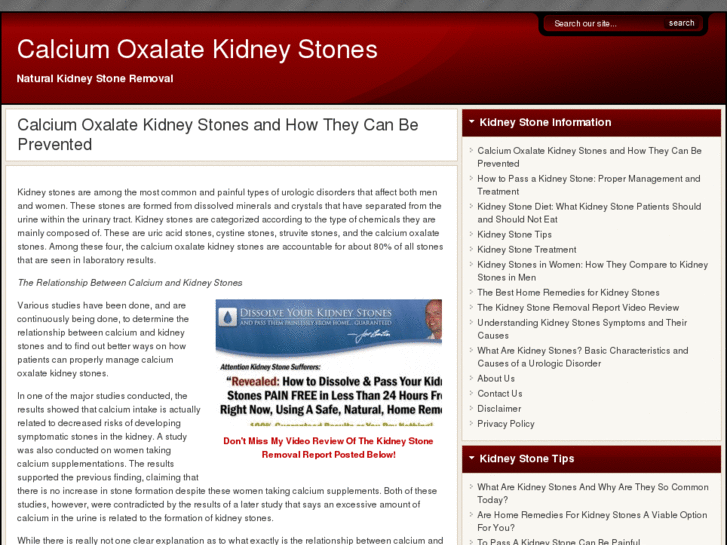 www.calciumoxalatekidneystones.org