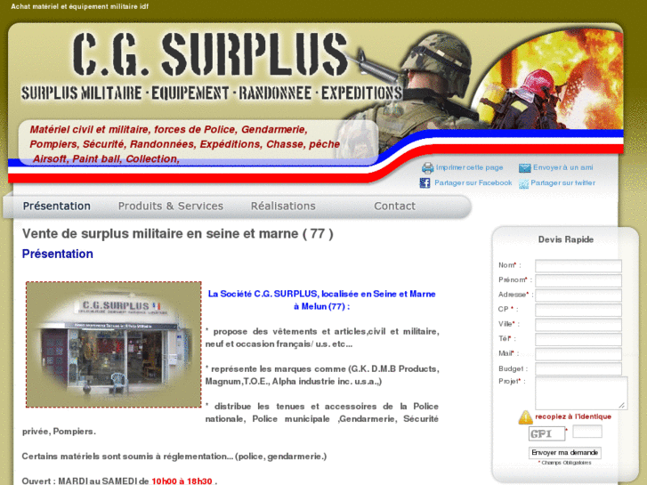 www.materiel-militaire-police-gendarmerie-pompier-75-77-78-91-92.com