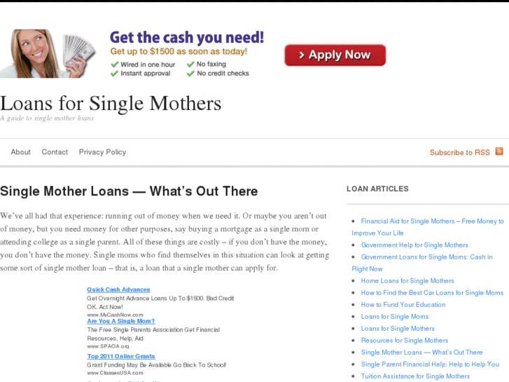 www.loansforsinglemothers.net