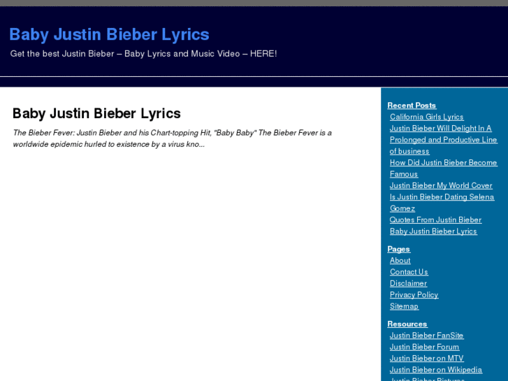 www.babyjustinbieberlyrics.net