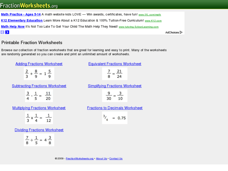 www.fractionworksheets.org