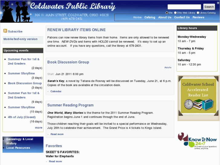 www.coldwaterpubliclibrary.org