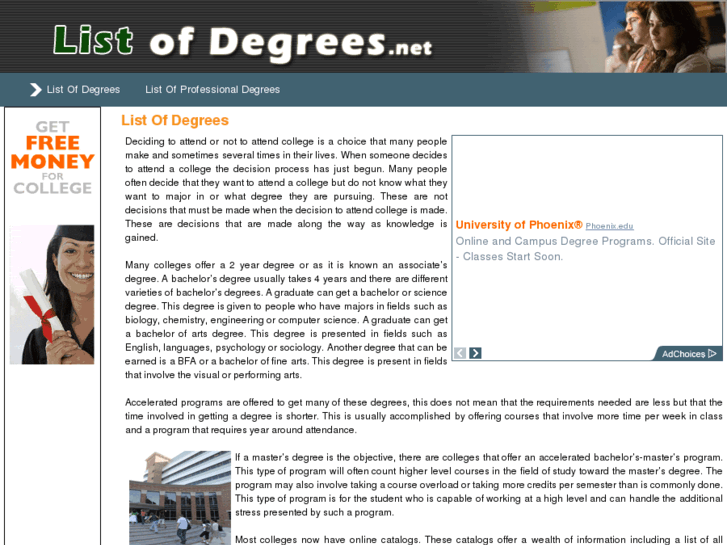 www.listofdegrees.net