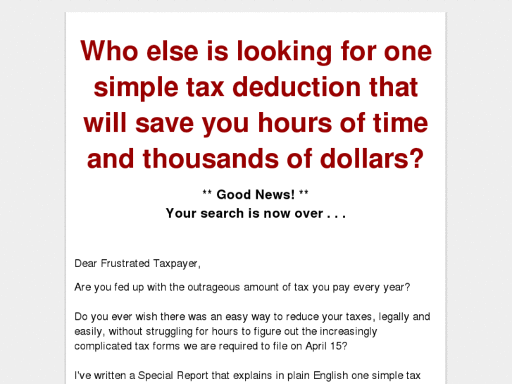 www.onesimpletaxdeduction.com