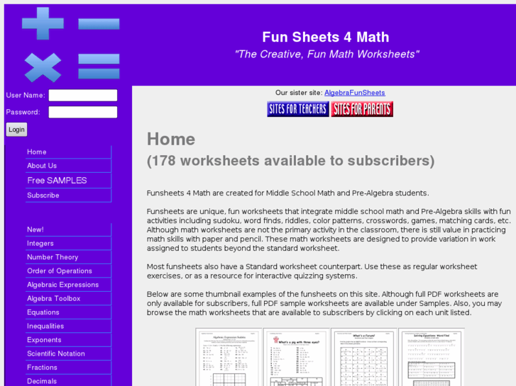 www.funsheets4math.com