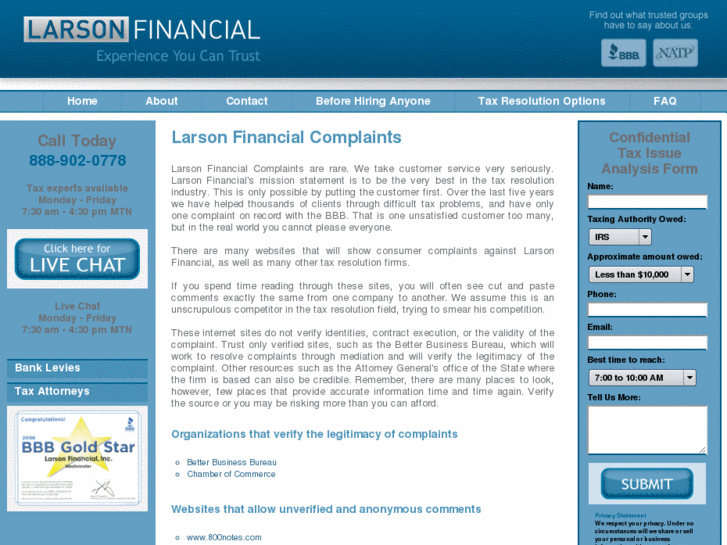 www.larsonfinancialcomplaints.com