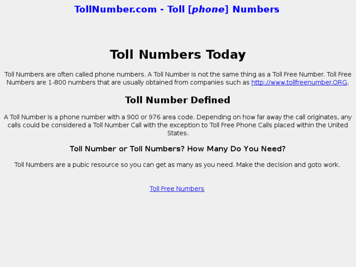 www.tollnumber.com