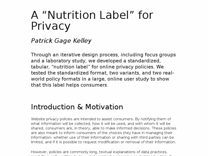 www.privacylabel.info