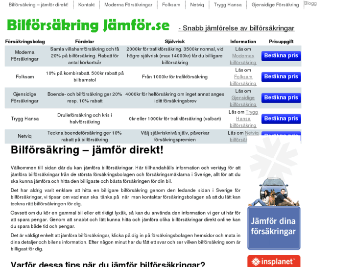 www.bilforsakringjamfor.se