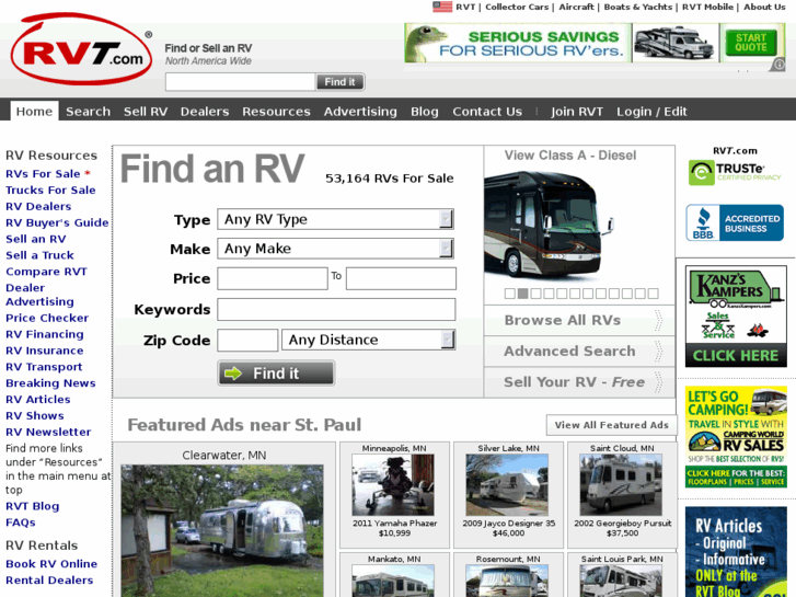 RVs For Sale, Used RV, Travel Trailers, Motorhomes