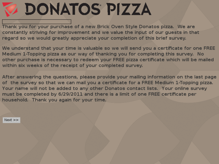 www.donatospizzasurvey.com