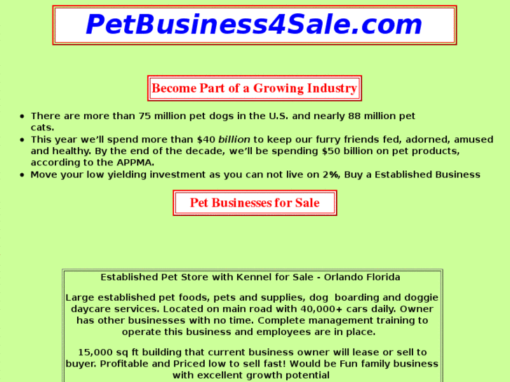 www.petbusiness4sale.com