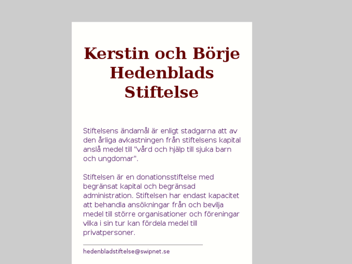 www.hedenbladstiftelse.org