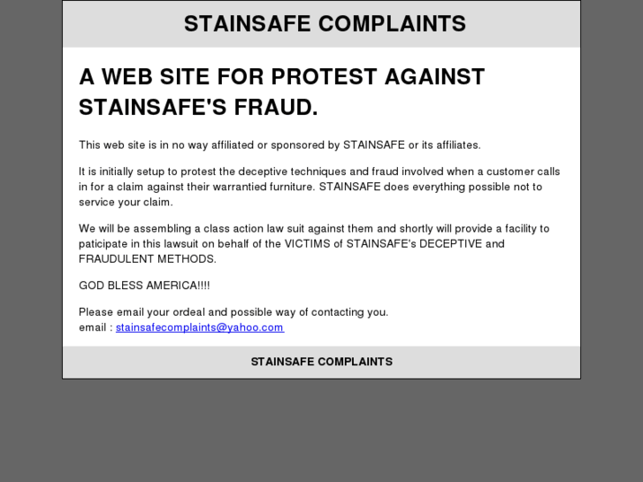 www.stainsafecomplaints.com