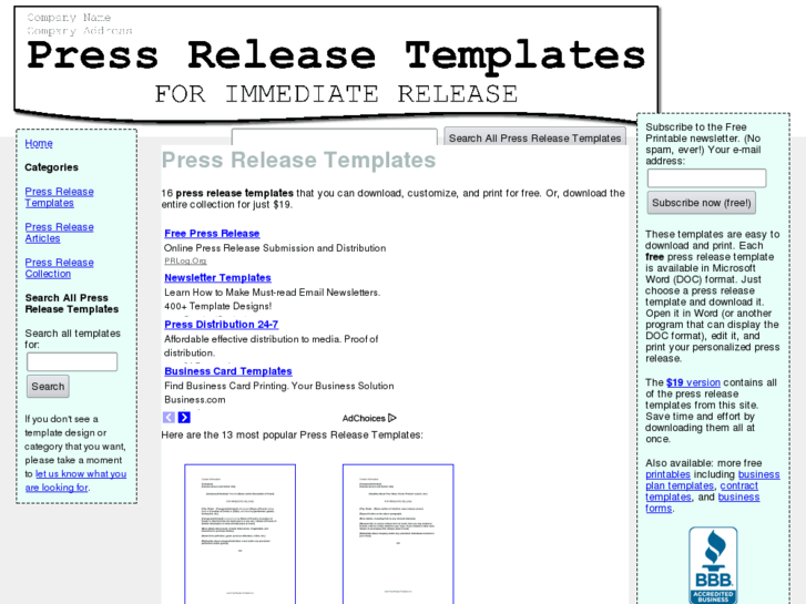 www.pressreleasetemplates.net