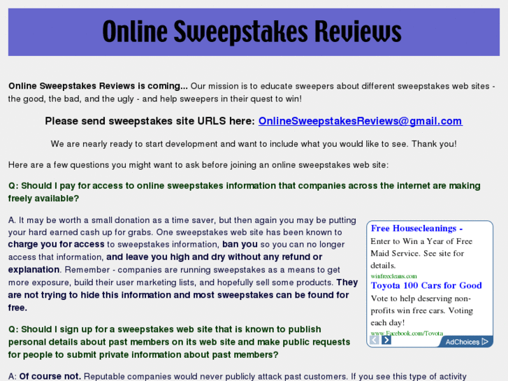 www.onlinesweepstakesreviews.com