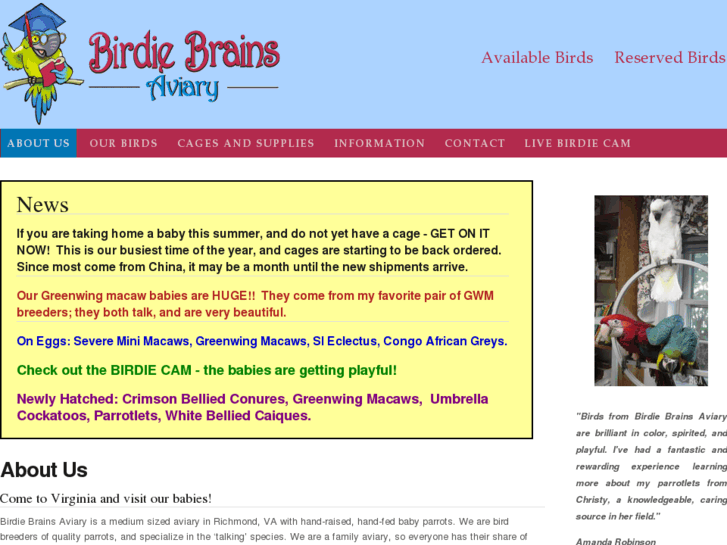 www.birdiebrainsaviary.com