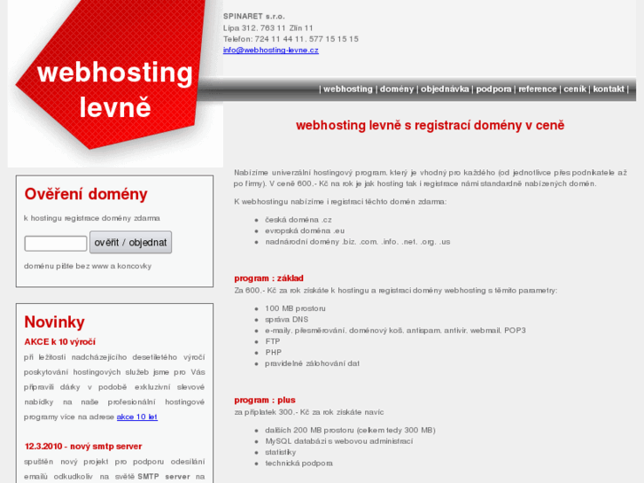 www.webhosting-levne.cz