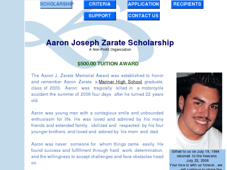 www.aaronzaratescholarship.com