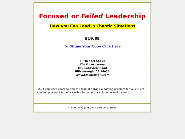 www.focusedorfailedleadership.com