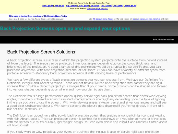 www.backprojectionscreens.com