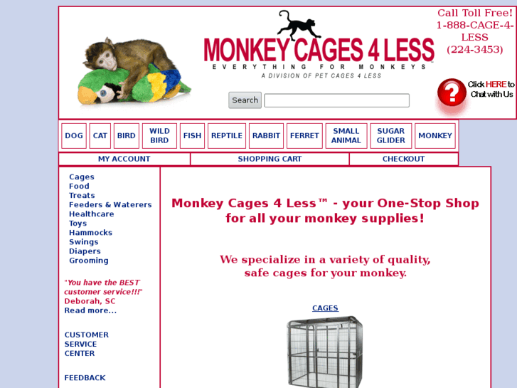 www.monkeycages4less.com