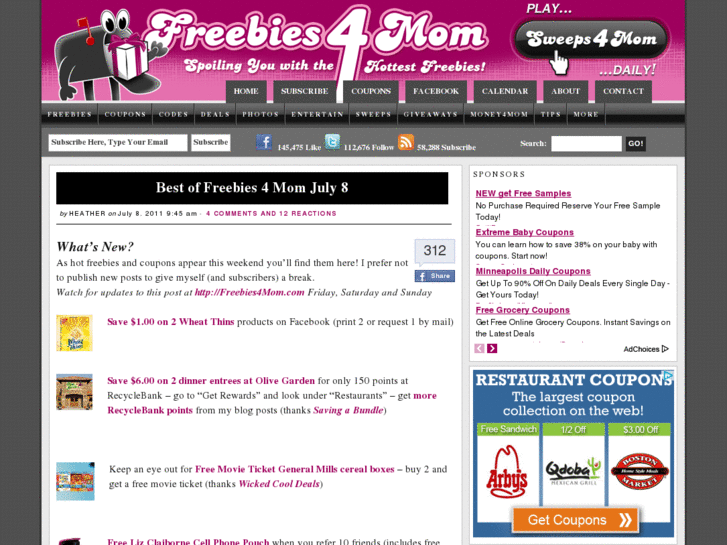 www.freebies4mom.com