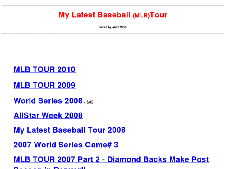 www.mylatestbaseballtour.com