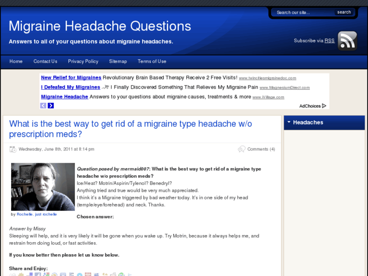 www.migraineheadachequestions.org