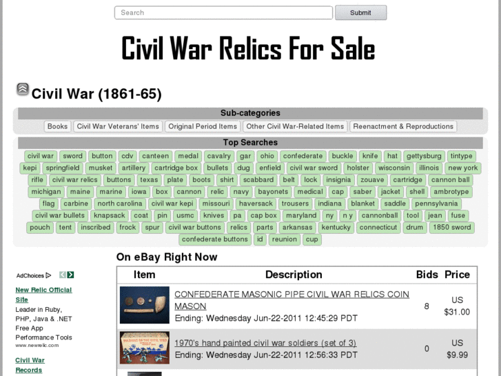www.civilwarrelicsforsale.net