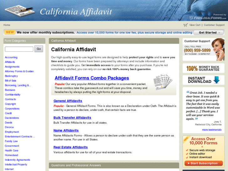 www.californiaaffidavit.com