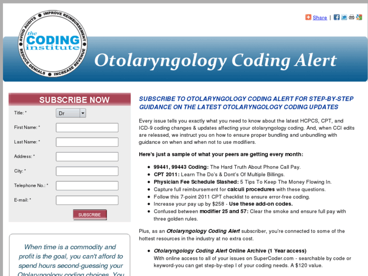 www.otolaryngologycodingalert.com