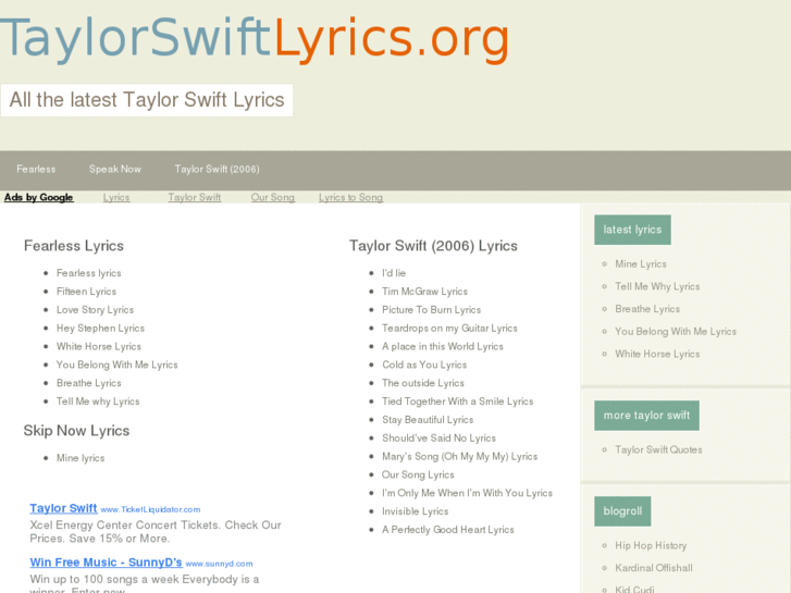 www.taylorswiftlyrics.org